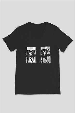 Bale Siyah Unisex V Yaka Tişört T-Shirt