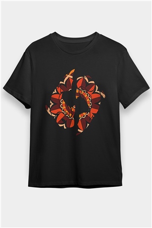 Balık Burcu Baskılı Unisex Siyah Tişört - Tshirt
