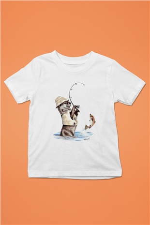 Balıkçı Beyaz Unisex Çocuk Tişört