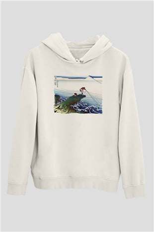 Balıkçı Beyaz Unisex Kapüşonlu Sweatshirt