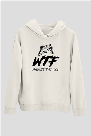 Balıkçı Beyaz Unisex Kapüşonlu Sweatshirt