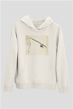 Balıkçı Beyaz Unisex Kapüşonlu Sweatshirt