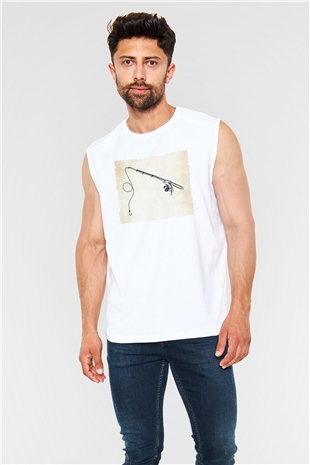 Balıkçı Beyaz Unisex Kolsuz Tişört