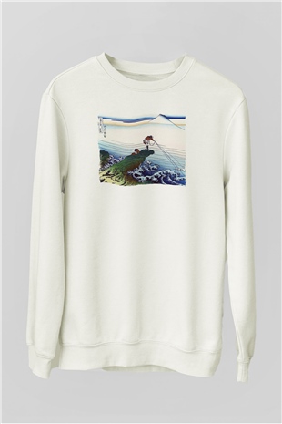 Balıkçı Beyaz Unisex Sweatshirt