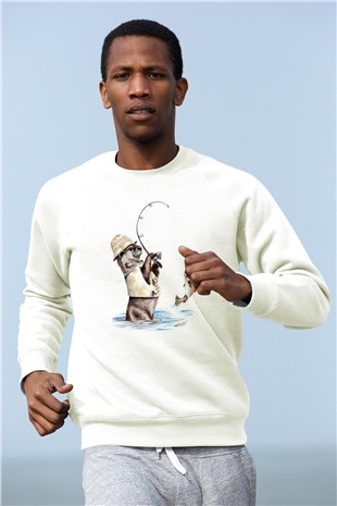 Balıkçı Beyaz Unisex Sweatshirt