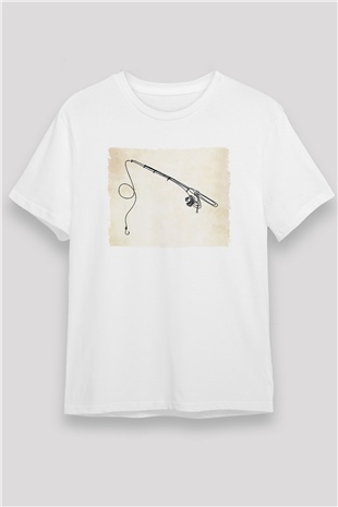 Balıkçı Beyaz Unisex Tişört T-Shirt - TişörtFabrikası
