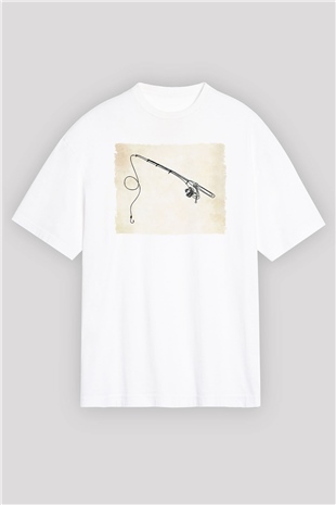 Balıkçı Beyaz Oversize Tişört Oversize T-shirt - TişörtFabrikası
