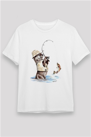 Balıkçı Beyaz Unisex Tişört T-Shirt - TişörtFabrikası