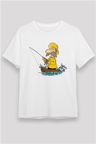 Balıkçı Beyaz Unisex Tişört T-Shirt - TişörtFabrikası