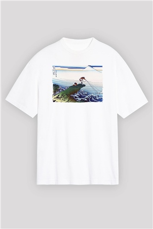 Balıkçı Beyaz Oversize Tişört Oversize T-shirt - TişörtFabrikası