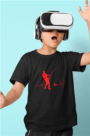 Balıkçı Siyah Unisex Çocuk Tişört