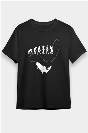 Balıkçı Siyah Unisex Tişört T-Shirt - TişörtFabrikası