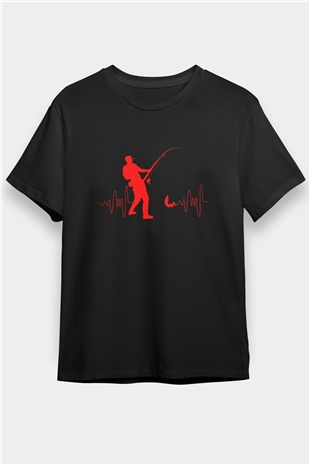 Balıkçı Siyah Unisex Tişört T-Shirt - TişörtFabrikası