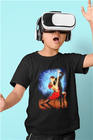 Balo Baskılı Siyah Unisex Çocuk Tişört