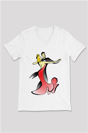 Balo Beyaz Unisex V Yaka Tişört T-Shirt