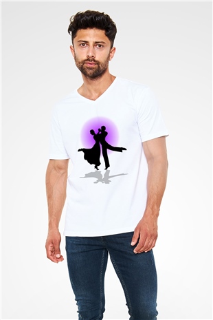Balo Beyaz Unisex V Yaka Tişört T-Shirt