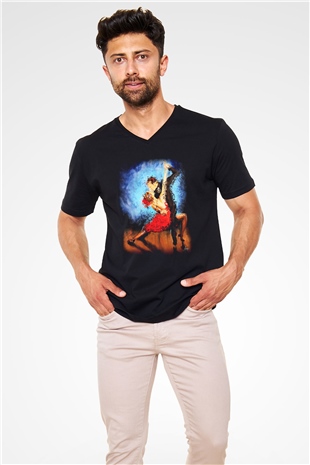Balo Siyah Unisex V Yaka Tişört T-Shirt