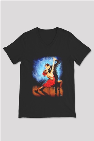 Balo Siyah Unisex V Yaka Tişört T-Shirt