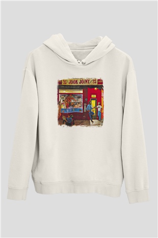 Band Baskılı Unisex Beyaz Hoodie