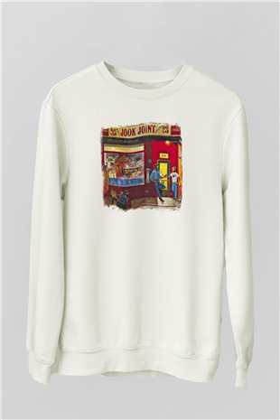Band Baskılı Unisex Beyaz Sweatshirt