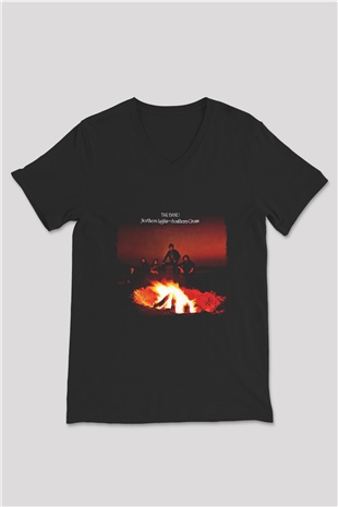 Band Baskılı Unisex Siyah V Yaka Tişört