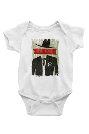Band of Horses Baskılı Beyaz Unisex Bebek Body - Zıbın