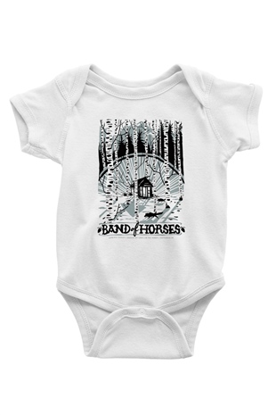 Band of Horses Baskılı Beyaz Unisex Bebek Body - Zıbın