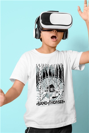 Band of Horses Baskılı Beyaz Unisex Çocuk Tişört
