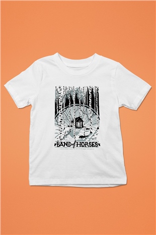 Band of Horses Baskılı Beyaz Unisex Çocuk Tişört