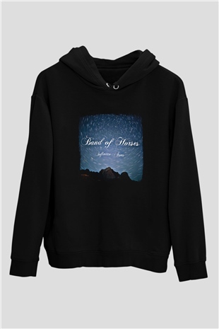 Band of Horses Baskılı Unisex Siyah Hoodie