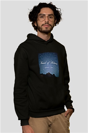 Band of Horses Baskılı Unisex Siyah Hoodie