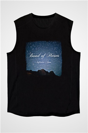 Band of Horses Baskılı Unisex Siyah Kolsuz Tişört