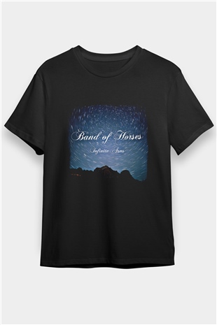 Band of Horses Baskılı Unisex Siyah Tişört