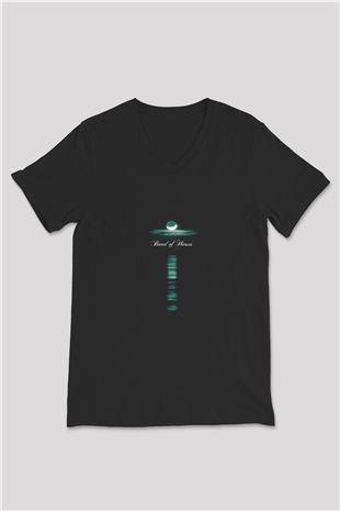 Band of Horses Baskılı Unisex Siyah V Yaka Tişört