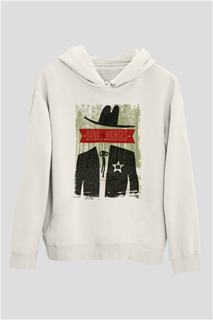 Band of Horses Beyaz Unisex Kapşonlu Sweatshirt