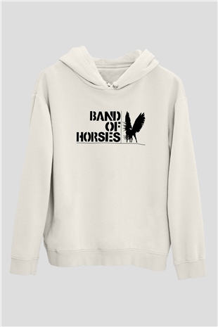 Band of Horses Beyaz Unisex Kapüşonlu Sweatshirt