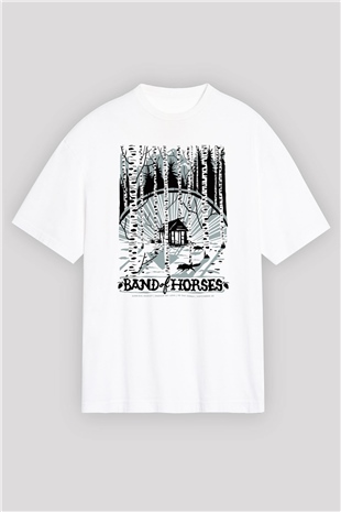 Band of Horses Beyaz Unisex Oversize Tişört T-Shirt
