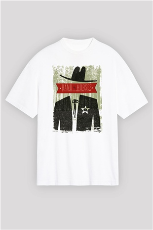 Band of Horses Beyaz Unisex Oversize Tişört T-Shirt