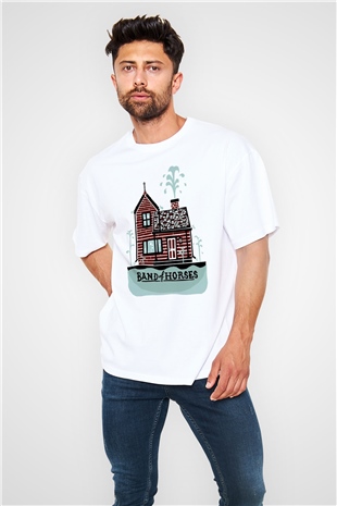 Band of Horses Beyaz Oversize Tişört Oversize T-shirt - TişörtFabrikası