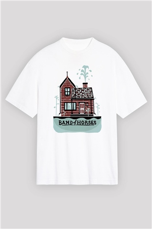 Band of Horses Beyaz Oversize Tişört Oversize T-shirt - TişörtFabrikası