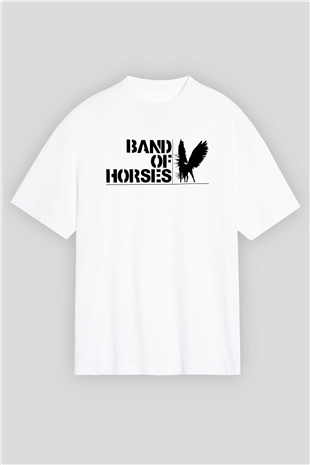 Band of Horses Beyaz Oversize Tişört Oversize T-shirt - TişörtFabrikası