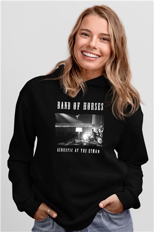 Band of Horses Siyah Unisex Kapüşonlu Sweatshirt