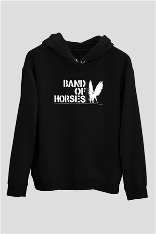 Band of Horses Siyah Unisex Kapüşonlu Sweatshirt