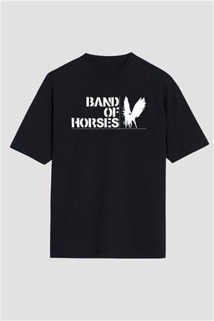 Band of Horses Siyah Oversize Tişört Oversize T-shirt - TişörtFabrikası