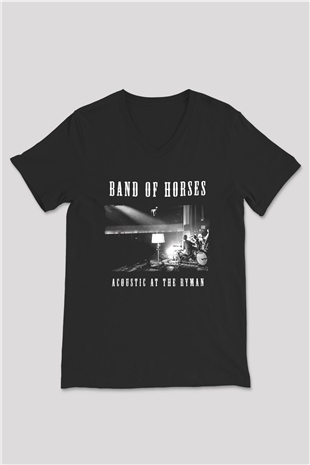 Band of Horses Siyah Unisex V Yaka Tişört