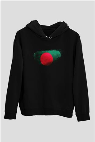Bangladeş - Bangladesh Bayrağı Baskılı Unisex Siyah Hoodie
