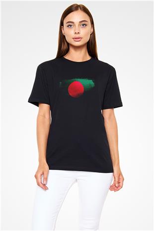 Bangladeş - Bangladesh Bayrağı Baskılı Unisex Siyah Tişört