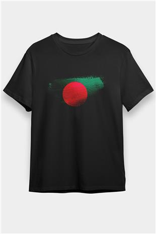 Bangladeş - Bangladesh Bayrağı Baskılı Unisex Siyah Tişört