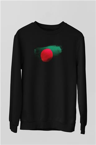 Bangladeş - Bangladesh Bayrağı Baskılı Unisex Siyah Sweatshirt