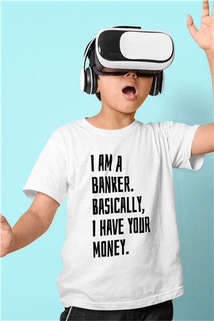 Bankacı Beyaz Unisex Çocuk Tişört